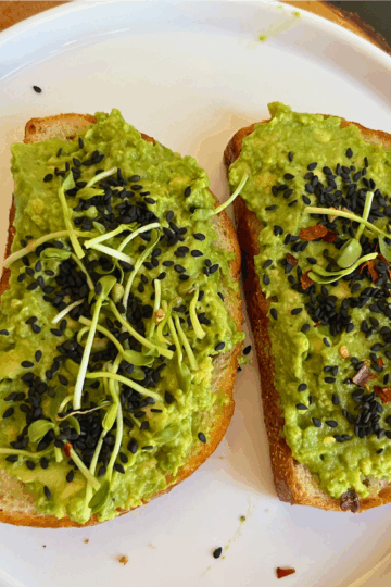 Vegan avocado toast with microgreens