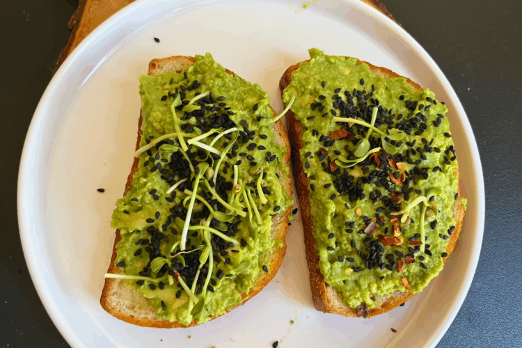 Vegan avocado toast with microgreens