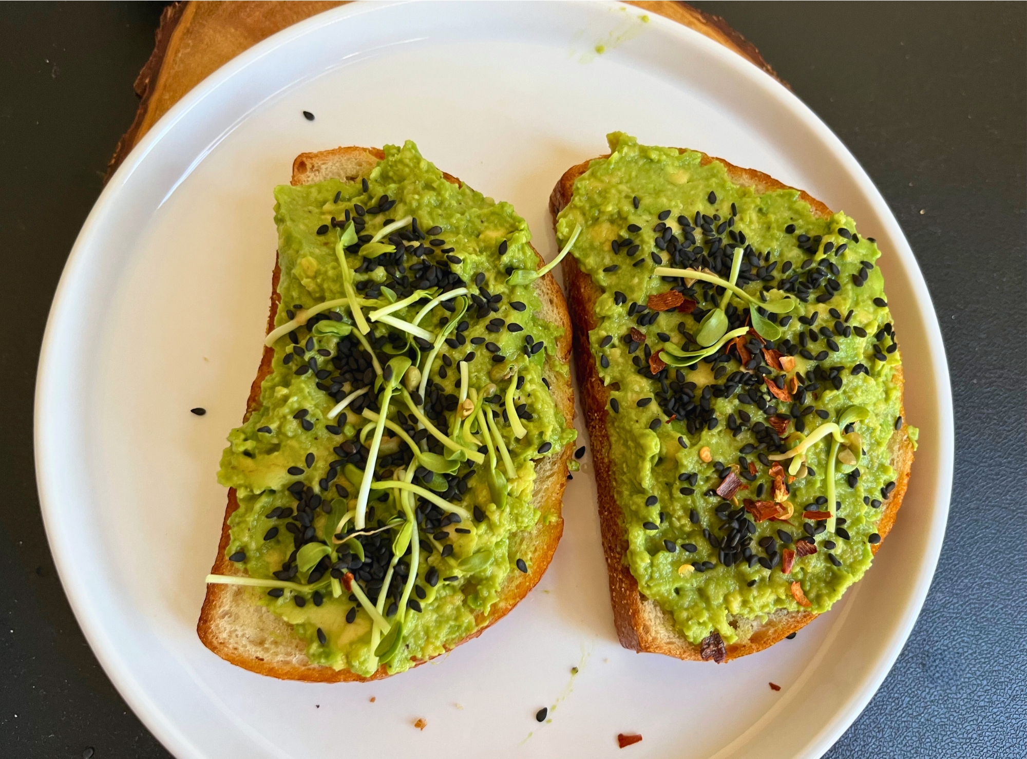 Vegan avocado toast with microgreens